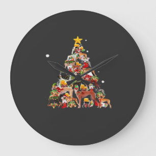 Greyhound Weihnachtsbaum Lichter Lustiger Hund Xma Große Wanduhr