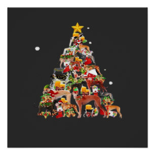 Greyhound Weihnachtsbaum Lichter Lustiger Hund Xma Poster