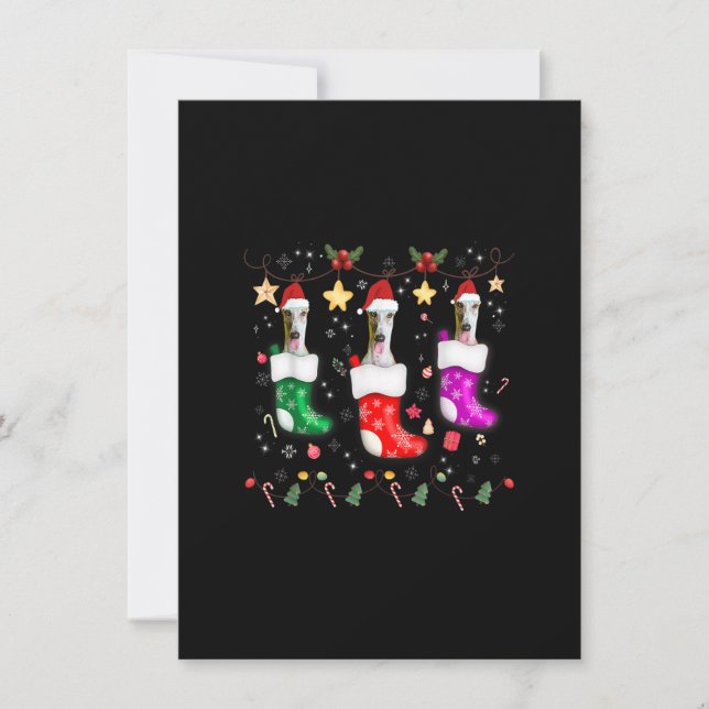 Greyhound Weihnachtsbeleuchtung Geschenk Funny Xma Einladung (Vorderseite)