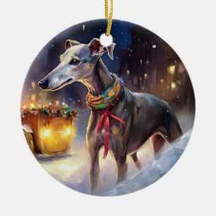Greyhound Weihnachtsfeiertag Keramik Ornament