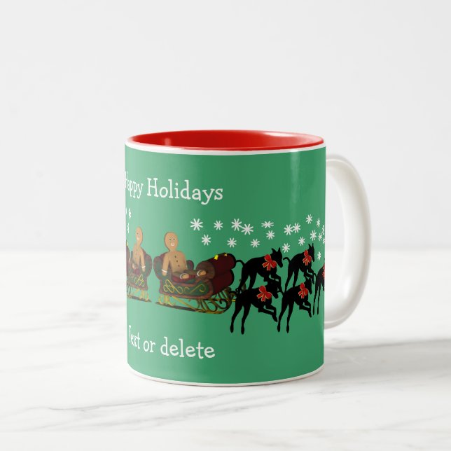 Greyhound Weihnachtsfeiertag Personalisiert Zweifarbige Tasse (VorderseiteRechts)