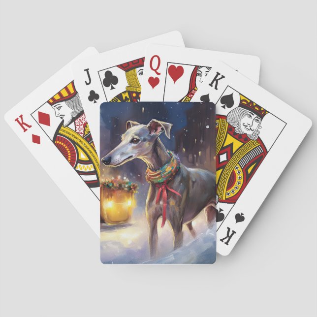 Greyhound Weihnachtsfeiertag Spielkarten (Rückseite)