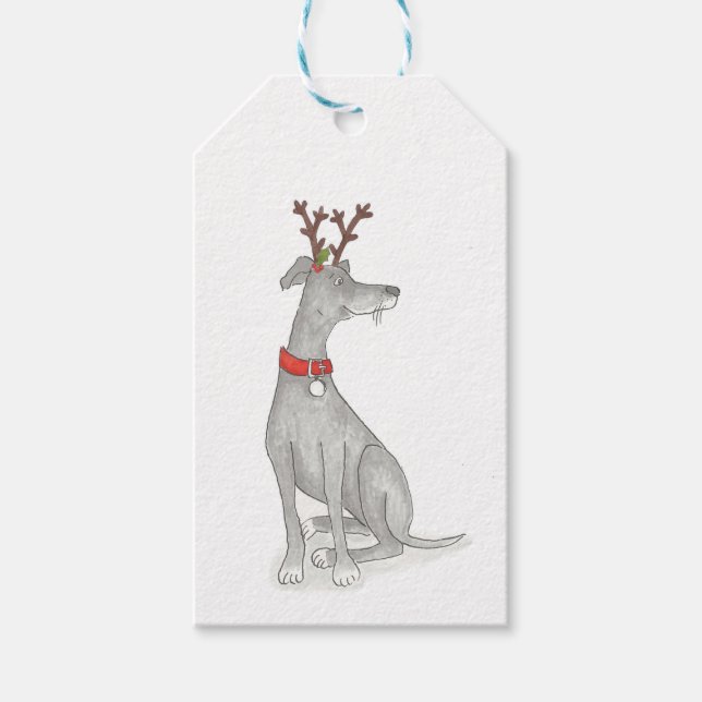 Greyhound Weihnachtsgeschenk-Tags Geschenkanhänger (Vorderseite)