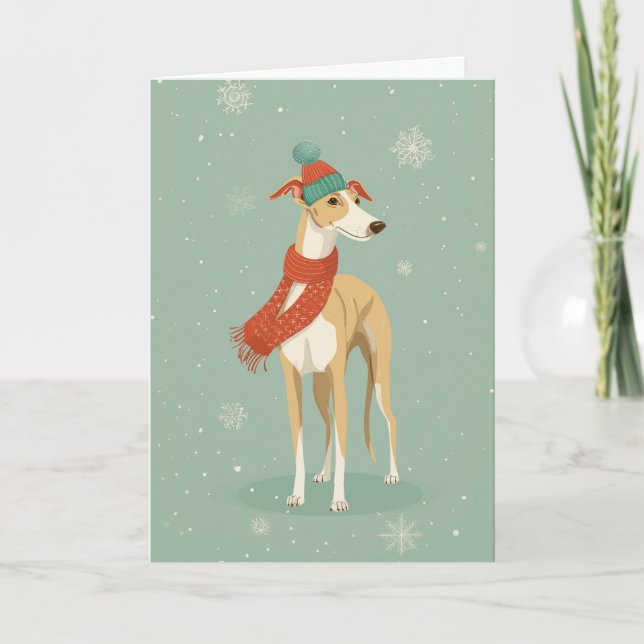 Greyhound-Weihnachtsgruß Karte (Vorderseite)