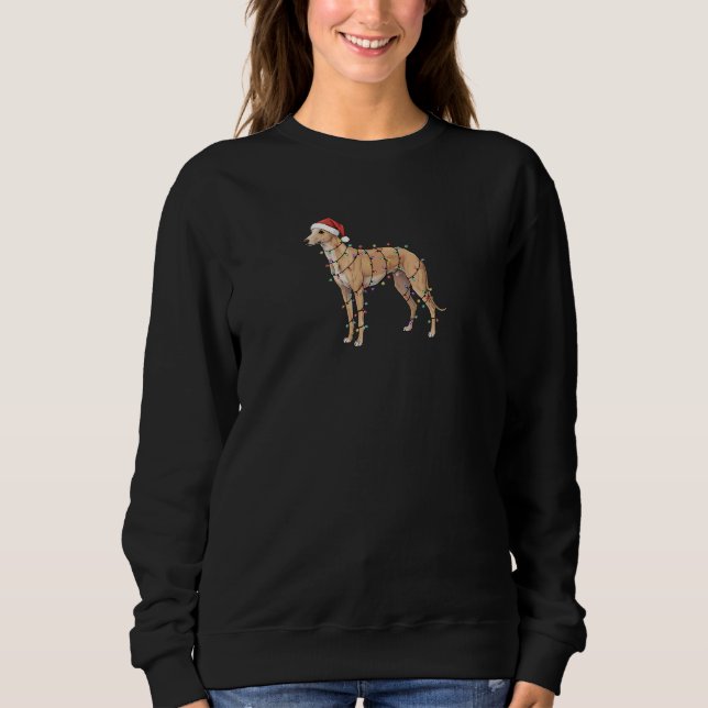 Greyhound-Weihnachtslichter - Santa Hund Sweatshirt (Vorderseite)