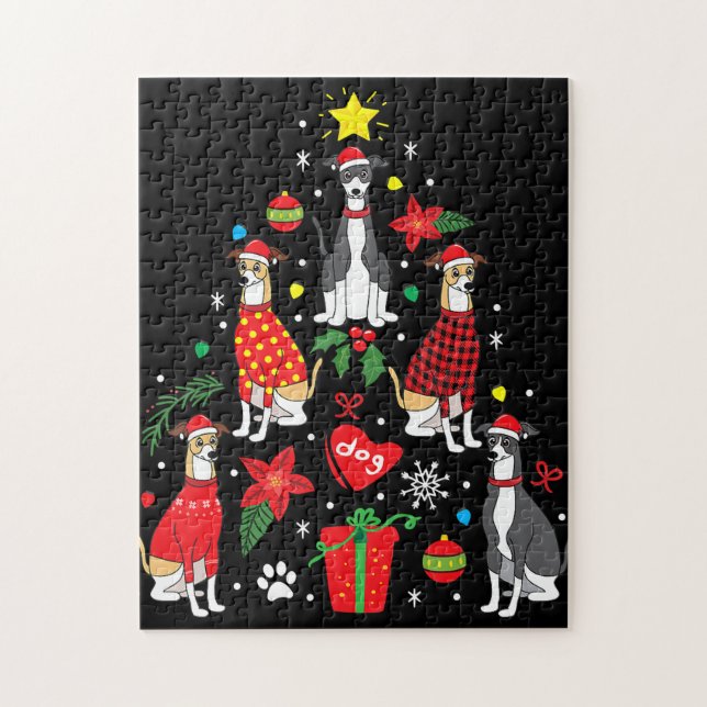 Greyhound Weihnachtsschmuck Mama Puzzle (Vertikal)
