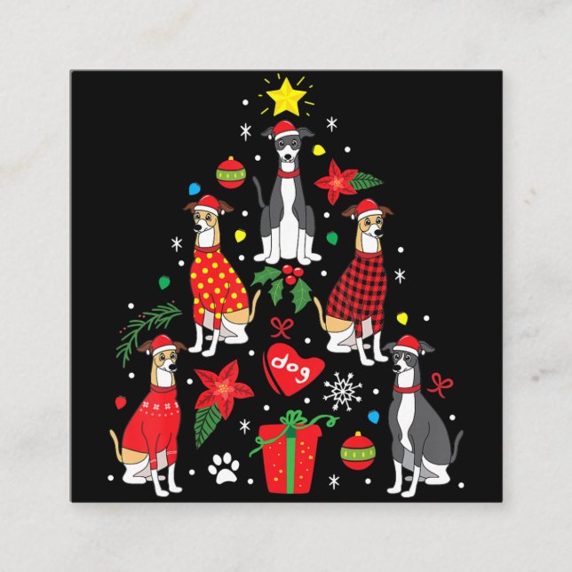 Greyhound Weihnachtsschmuck Tree Hund Mama Quadratische Visitenkarte (Vorderseite)