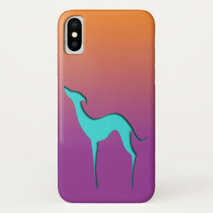 Greyhound Whippet dog Blue Orange lila Ombre Case-Mate iPhone Hülle
