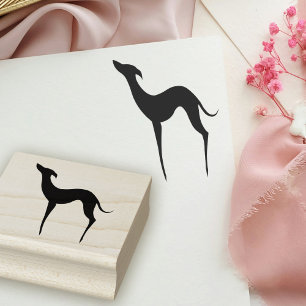 Greyhound Whippet Dog Elegante Silhouette Gummistempel