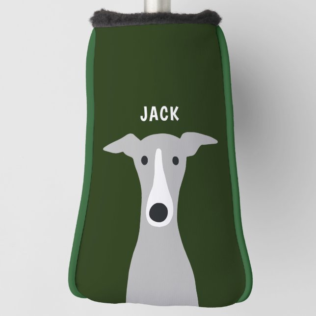 Greyhound Whippet Dog mit Individuelle Name Golf Headcover (Rotieren 90)