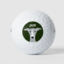 Greyhound Whippet Dog mit Individuelle Name Golfball