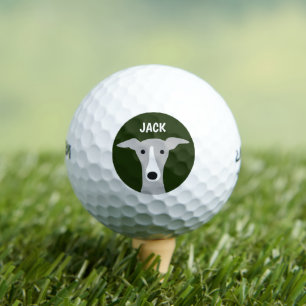Greyhound Whippet Dog mit Individuelle Name Golfball