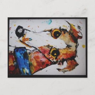 Greyhound Whippet Galgo Mixed Media Art Postkarte