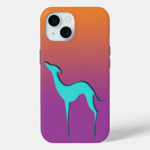 Greyhound Whippet Hund Blau Orange lila ombre Case-Mate iPhone Hülle