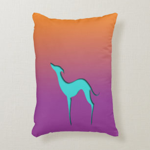 Greyhound Whippet Hund Blau Orange lila ombre Dekokissen