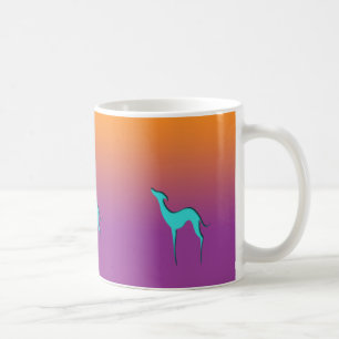 Greyhound Whippet Hund Blau Orange lila ombre Kaffeetasse