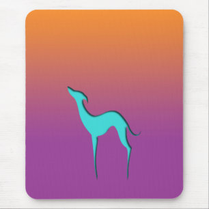 Greyhound Whippet Hund Blau Orange lila ombre Mousepad