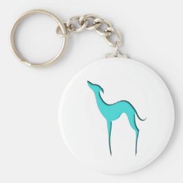 Greyhound Whippet-Hund türkisblaue Silhouette Schlüsselanhänger