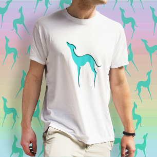 Greyhound Whippet-Hund türkisblaue Silhouette T-Shirt