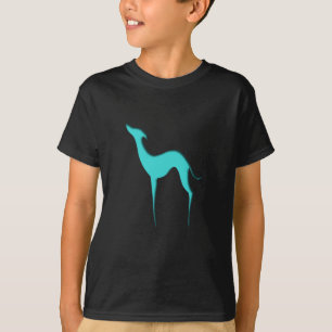Greyhound Whippet-Hund türkisblaue Silhouette T-Shirt