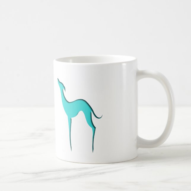 Greyhound Whippet-Hund türkisblaue Silhouette Tasse (Rechts)