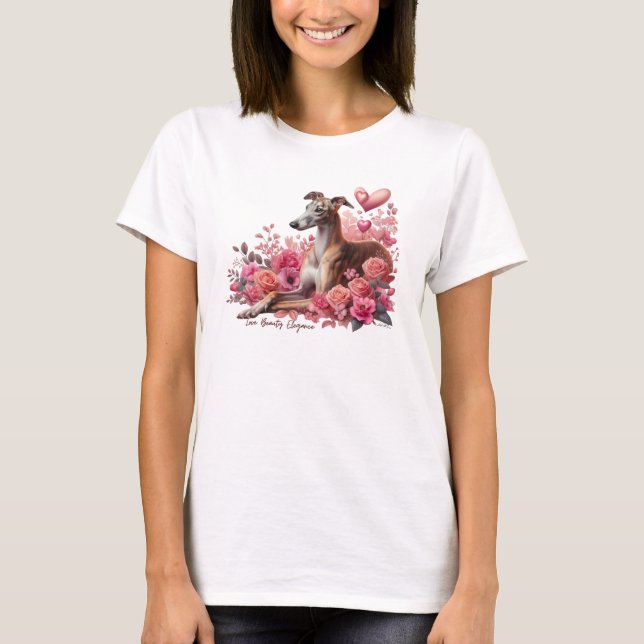 Greyhound, Whippet, Iggy oder Galgo Romantic T-Shirt (Vorderseite)