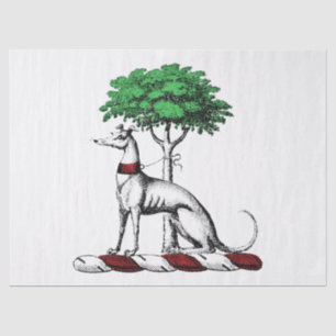 Greyhound Whippet mit Baumkronen-Wappen-Emblem Seidenpapier