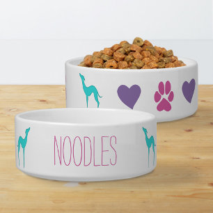 Greyhound Whippet Niedlich Paws and Hearts Dog nam Napf