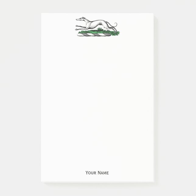 Greyhound Whippet Running Heraldic Wappen Emblem Post-it Klebezettel (Vorderseite)