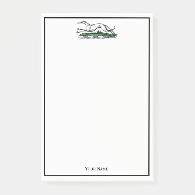 Greyhound Whippet Running Heraldic Wappen Emblem Post-it Klebezettel (Vorderseite)