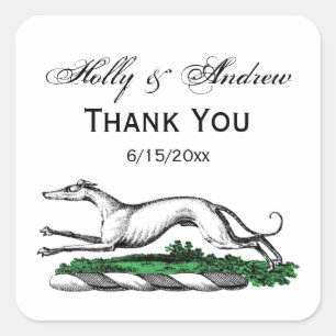 Greyhound Whippet Running Heraldic Wappen Emblem Quadratischer Aufkleber