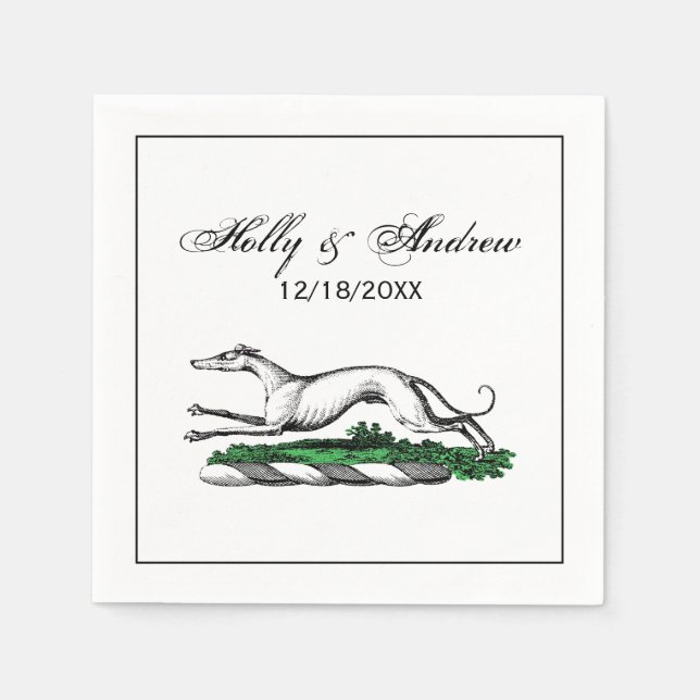 Greyhound Whippet Running Heraldic Wappen Emblem Serviette (Vorderseite)