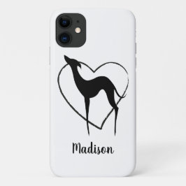Greyhound whippet Silhouette und niedlicher Herzna Case-Mate iPhone Hülle