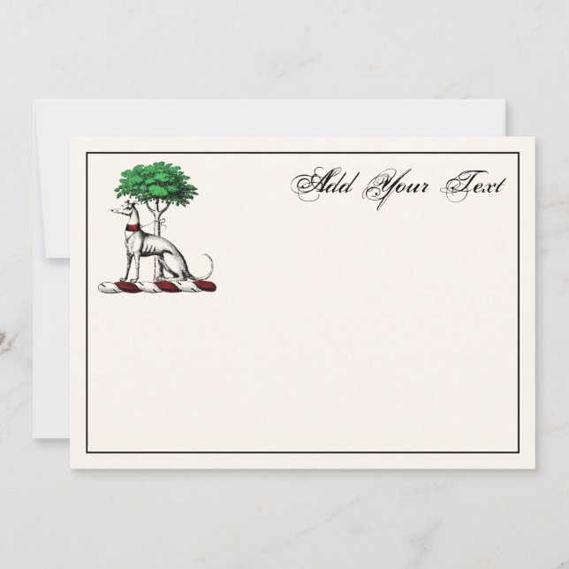 Greyhound Whippet Tree Heraldic Wappen Note Card I Mitteilungskarte (Vorderseite)