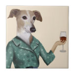Greyhound Wine Snob Fliese<br><div class="desc">Greyhound Wine Snob von Fabfunky. Ein gut gekleideter Windhund,  der den Wein genießt. | 190955D</div>