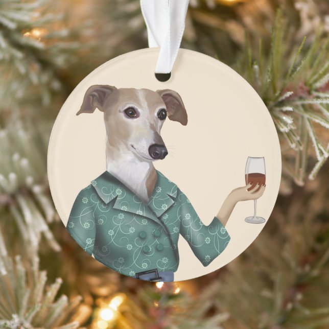 Greyhound Wine Snob Ornament (Baum)