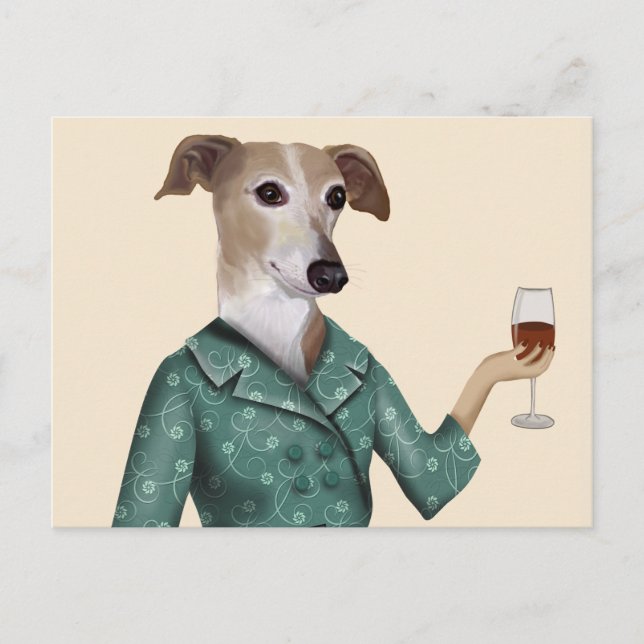 Greyhound Wine Snob Postkarte (Vorderseite)
