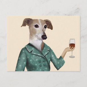 Greyhound Wine Snob Postkarte