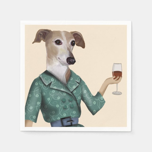 Greyhound Wine Snob Serviette (Vorderseite)