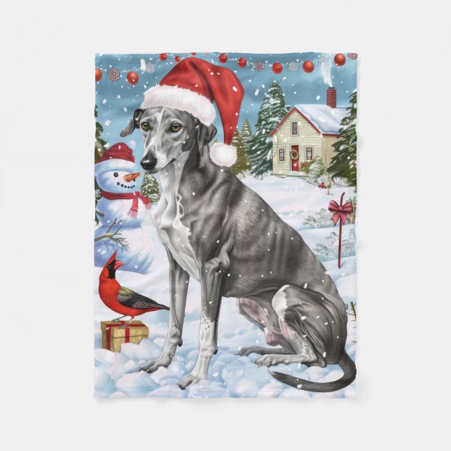 Greyhound Winter Wonderland Christmas Joy Fleecedecke (Vorderseite)