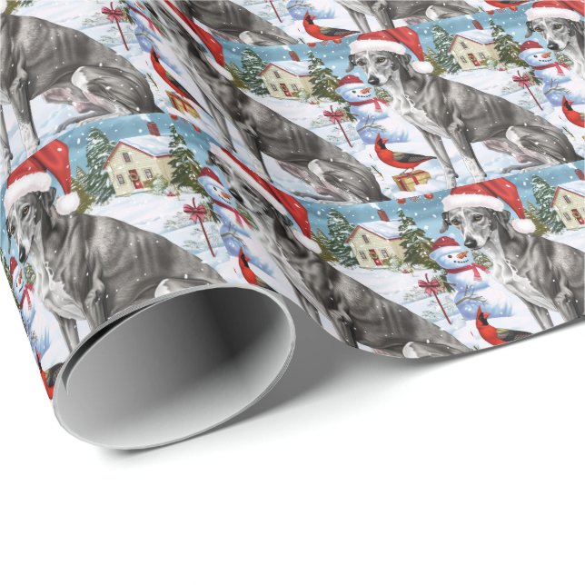 Greyhound Winter Wonderland Christmas Joy Geschenkpapier (Rolleneckpunkt)