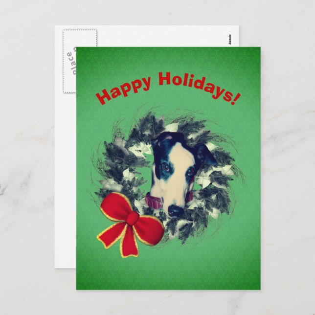 Greyhound Wreath Weihnachtsfeiertag Postkarte (Vorne/Hinten)