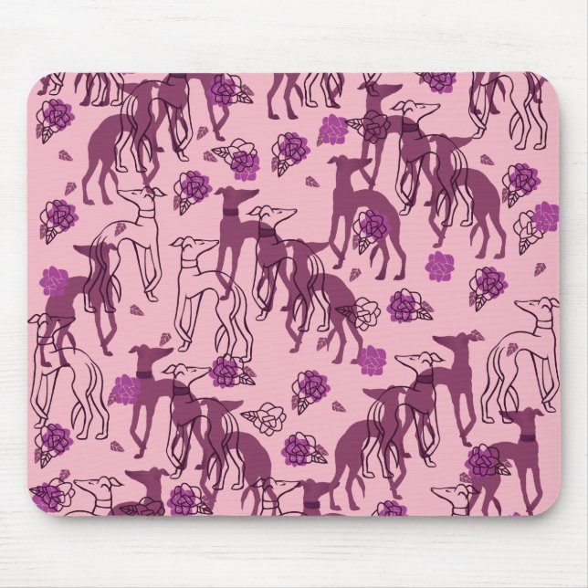 Greyhounds Garden Artwork Greyhound Rose Mousepad (Vorne)