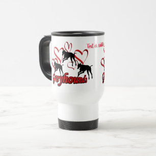 Greyhounds Hearts Dog Lover Personalisiert Reisebecher