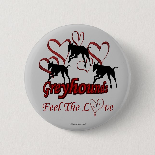 Greyhounds Hearts Liebe Dog Lover Button Button (Vorderseite)