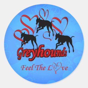 Greyhounds Hearts Liebe Dog Runder Aufkleber