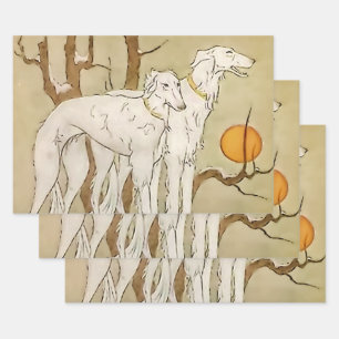 „Greyhounds im Winter“ von Marjorie Miller Geschenkpapier Set