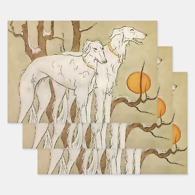 "Greyhounds in Winter" von Marjorie Miller Geschenkpapier Set (Set)
