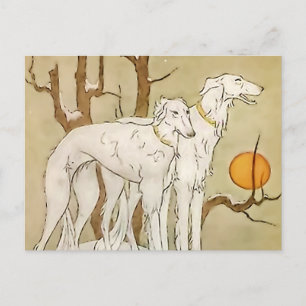 "Greyhounds in Winter" von Marjorie Miller Postkarte