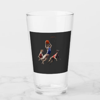 Greyhounds playing basketball glass glas